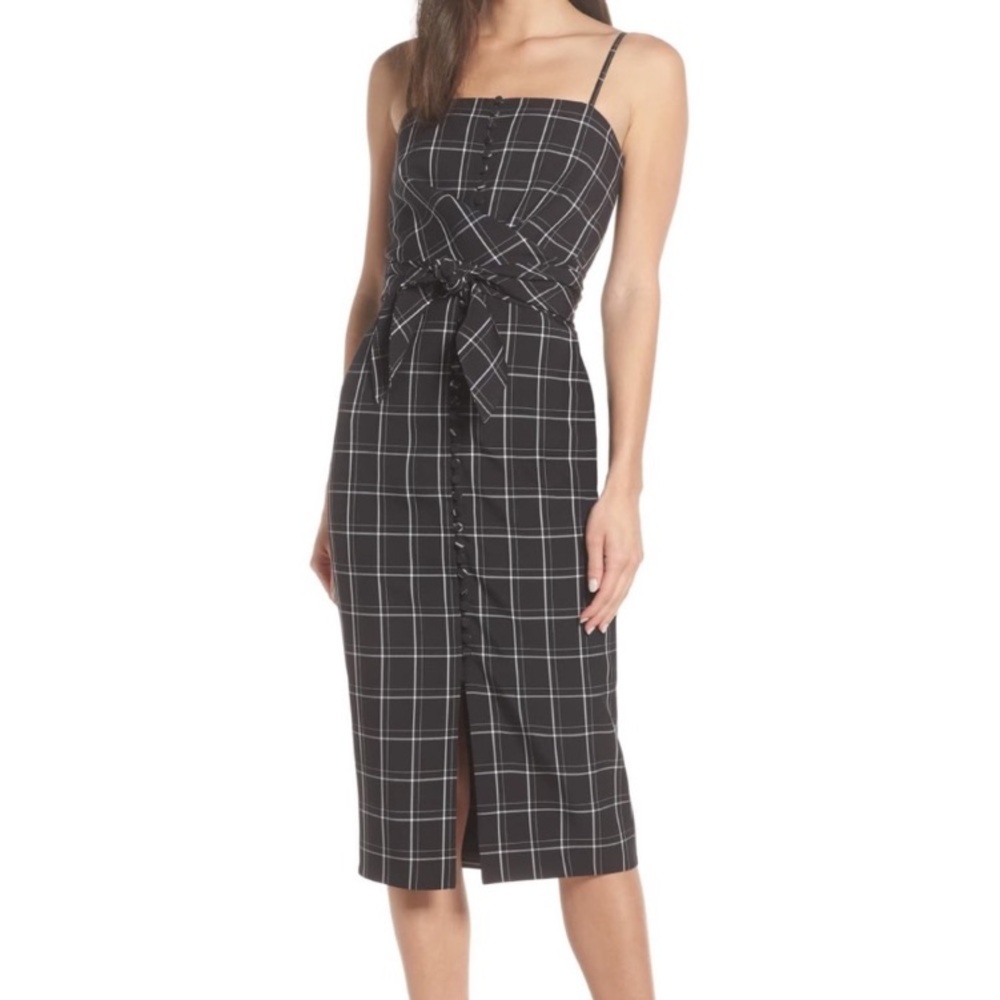 Fame and partners Honore Window Pane midi dress size 2
